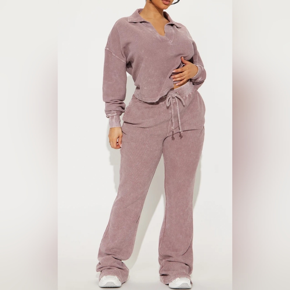 Fashion Nova Mauve V-Neck Sweater Set